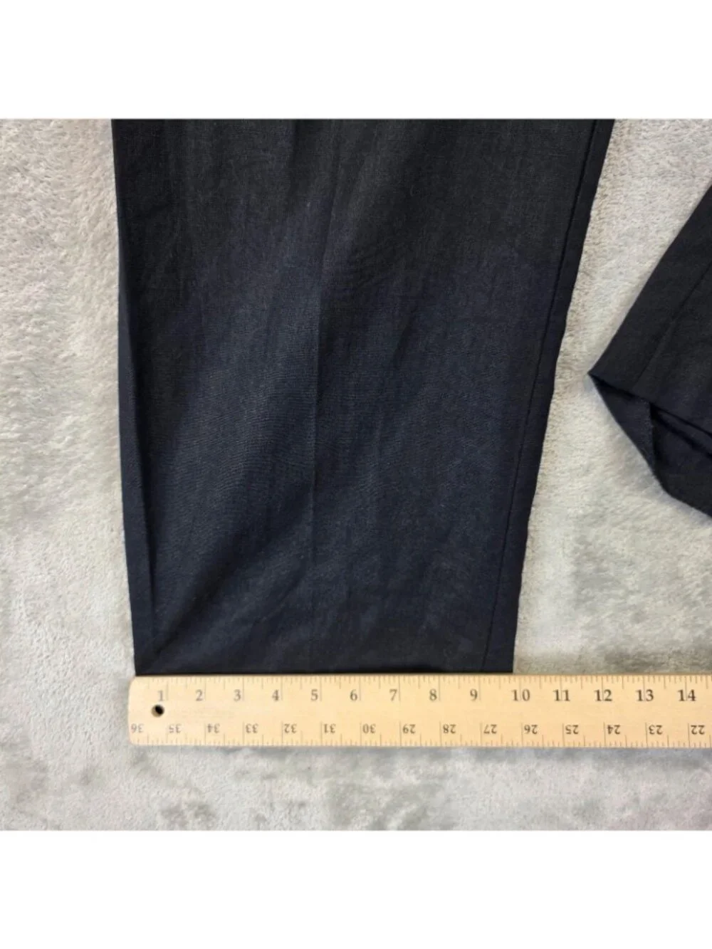 Zara Pants Womens M Black Linen Viscose Straight Leg Elastic Waist Relaxed